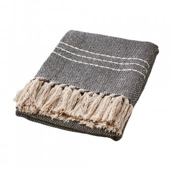 Affari Anna Filt/Pläd Återvunnen bomull 175x125cm Svart/Natur