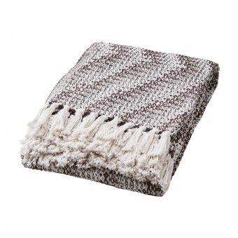 Affari Anna Filt/Pläd Återvunnen bomull 175x125cm Brun/Vit
