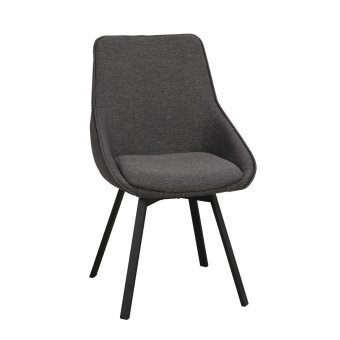 Rowico Alison Matstol grått tyg/svarta metallben snurr