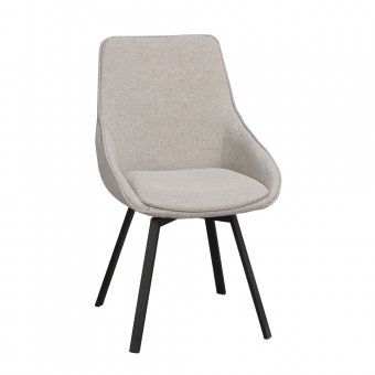 Rowico Alison Matstol/Snurrstol beige tyg/svarta metallben