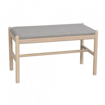 Rowico Memphis Sittbänk 80cm vitpigmenterad ek/grått tyg