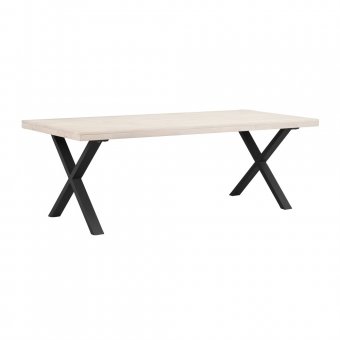 Rowico Brooklyn Matbord 220x95cm vitpigmenterad ek/svart X-ben