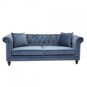 Velvet 3-sits Soffa Blå Sammet