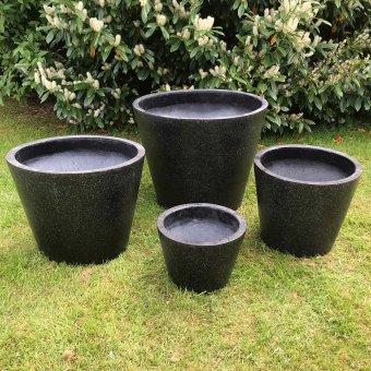 Kuhrs Set med 4 Lättvikts Krukor Kon Terrazzo