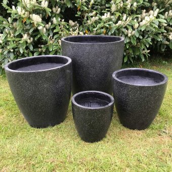 Kuhrs Set med 4 Lättvikts Krukor Rund Terrazzo