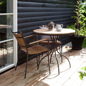 Cinas Hard & Ellen Caféset, Bord och 2 Stolar Antracit/Teak