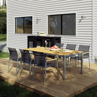 Hinton lyxig matgrupp i Teak från Brafab. Högsta kvalitet och bra priser hos Balkongshoppen