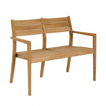 Chios 2-sistssoffa i Teak från Brafab. Snygg och smart mindre soffa som passar perfekt på balkonger. Hos Balkongshoppen