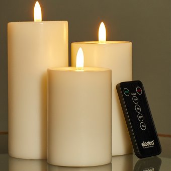 Eledea LED-Ljus Giftbox 3-pack vaxklädda pelarljus ink remote