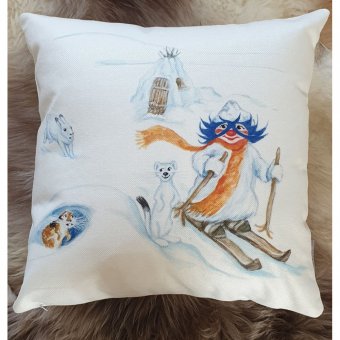 Stikkan Design Kuddfodral Plupp åker skidor