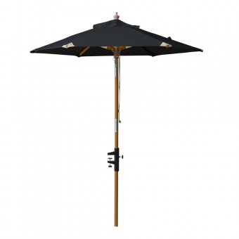 Cinas Balkongparasoll 1,8m svart runt med tilt pinne i Teaklook