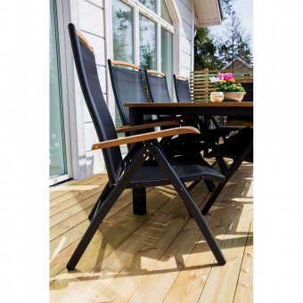 Panama 5-positionsstol Teak/Textilene Svart