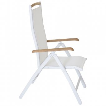 Panama 5-positionsstol Teak/Textilene Vit