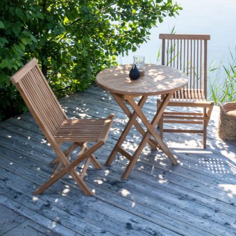 Kenya Caféset Ø70cm Bord och 2 Stolar Teak