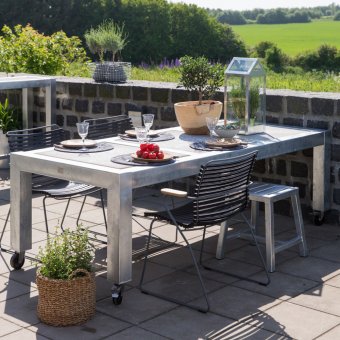 Galvat matbord med hjul, 4 längder