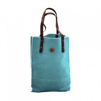 Oscar Borgström Hipster Bag Tote bärväska 40x32x7cm vaxad canvas Cyan