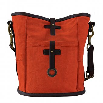 Oscar Borgström Falmouth bucket Axelremsväska vaxad canvas Orange