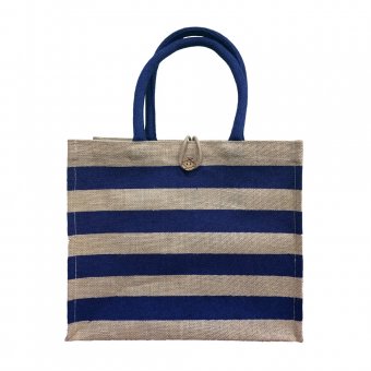 Oscar Borgström Väska i rå Jute Blå ränder