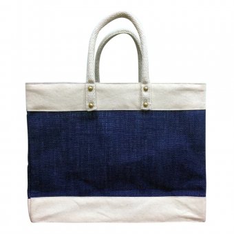 Oscar Borgström Bag Väska i styv Jute Blå/Vit