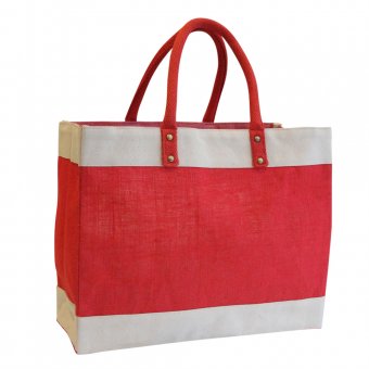 Oscar Borgström Bag bärväska i styv Jute Röd/Vit