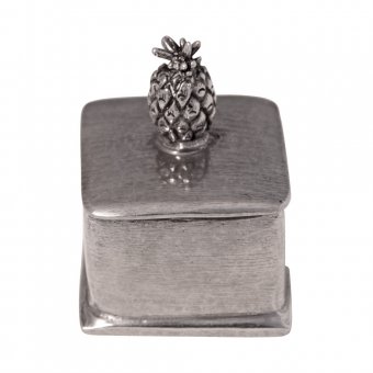 Munka Sweden Fyrkantig ask i tenn, lock med ananas i topp