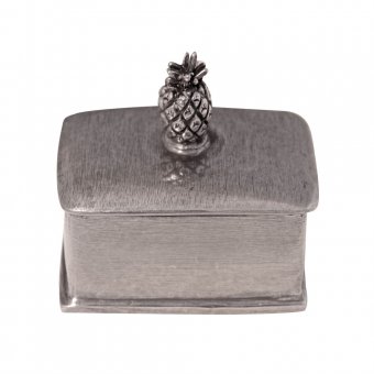 Munka Sweden Rektangulär ask i tenn, lock med ananas i topp