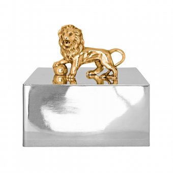 Munka Sweden Stort skrin i tenn med förgyllt lejon