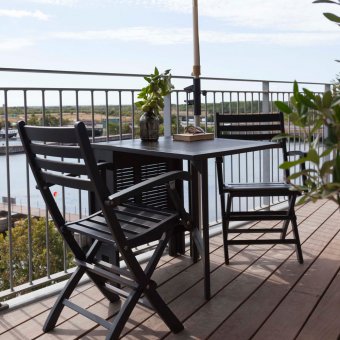 Cinas Balkongset Fällbord + 2 Yorkstolar Svart