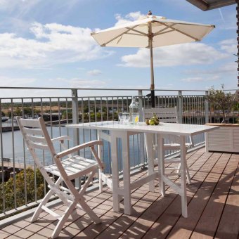 Cinas Balkongset Fällbord + 2 Yorkstolar Vit