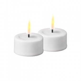 Deluxe Homeart dimbara vita Värmeljus LED-ljus 2-pack med Real Flame 3D-låga. Bra pris - Balkongshoppen