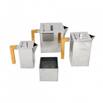 Munka Sweden Exklusivet handgjort kaffe/ te set i högpolerat tenn med förgyllda handtag