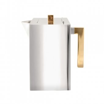 Munka Sweden Kaffekanna, stor, hög modell, i tenn, med förgylld knop och handtag