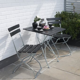 Hillerstorp Krögaren Caféset Förzinkat stål/Furu 70x70cm Svart