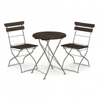 Hillerstorp Krögaren Caféset Förzinkat stål/Furu Ø60cm Svart