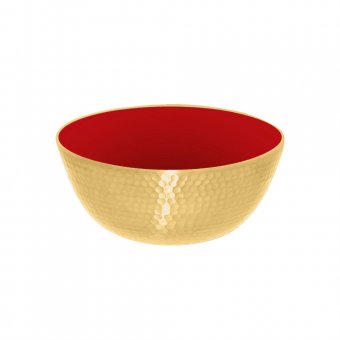 Gusums Messing i mässing, hamrad, med emaljerad insida, röd