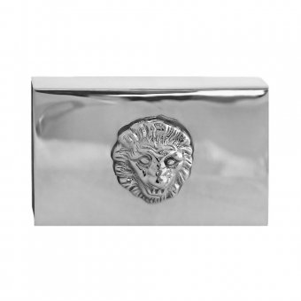 Gusums Messing Tändsticksask Lejonmaskaron Nickelpläterad Mässing