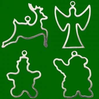 Mer julpynt i handgjutet tenn, set om 4