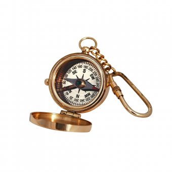 Gusums Messing Kompass med lock, nyckelring