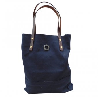 Oscar Borgström Hipster Bag Tote väska 40x32x7cm vaxad canvas Navy
