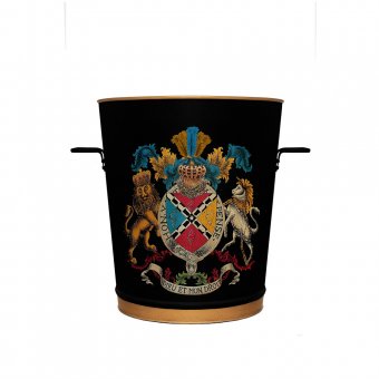 Mr Fredrik Större Kruka i Plåt Handmålad med Emblem