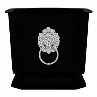 Mr Fredrik Svart Kruka i Aluminium Lejon i Nickelpläterad Mässing