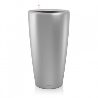 Lechuza Rondo 40 Självbevattningskruka Högblank Silver Metallic